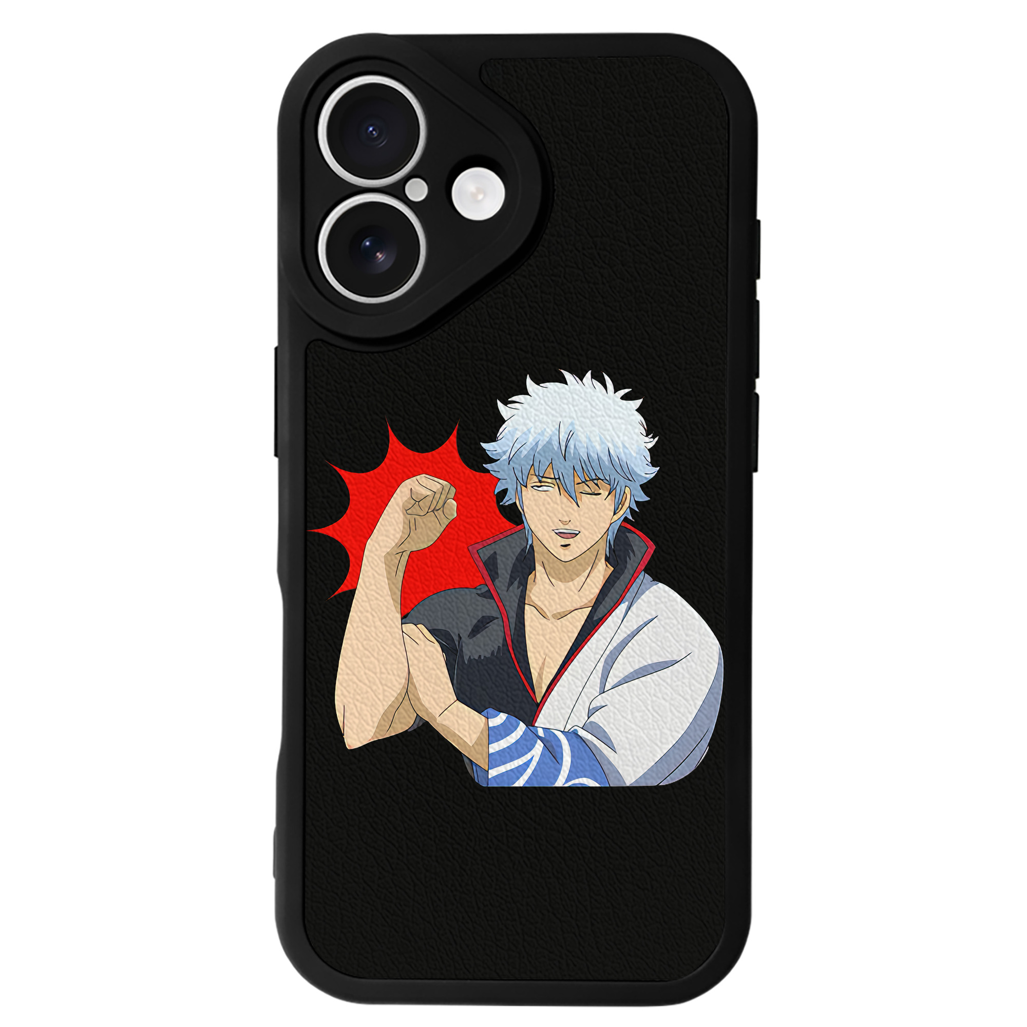 （画像用） ぎんたま 坂田銀時（さかたぎんとき） 神楽 志村新八（しむら しんぱち） GINTAMA Sakata Gintoki Kagura Shimura Shinpachi 【iPhone 16シリーズ対応】シリコンスマホケース（レザー調） 材質：シリコン